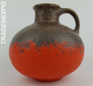 Vintage 1970s Jasba Keramik Orange Brown Vase West German Pottery Fat Lava Era