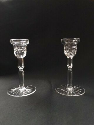 Waterford Candlestick Holders Pair 5 1/2 " High 3 " Base