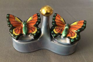 Vintage Early Noritake Chikaramachi Butterfly Salt And Pepper Shakers