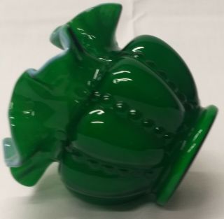 Fenton PreLogo BEADED MELON Emerald Green Ivy Overlay Art Glass Vase ROSE BOWL 3