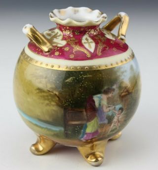 Antique Royal Vienna Style Ornate Figural Landscape Portrait Porcelain Vase Lma