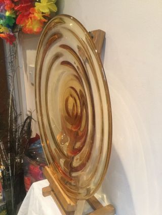 Rare Heavy Whitefriars Large Art Glass Dish Bowl Golden Amber James Hogan