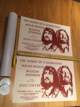 Willie Nelson W/ Waylon Jennings & Jessi Colter – Two (2) Concert Posters