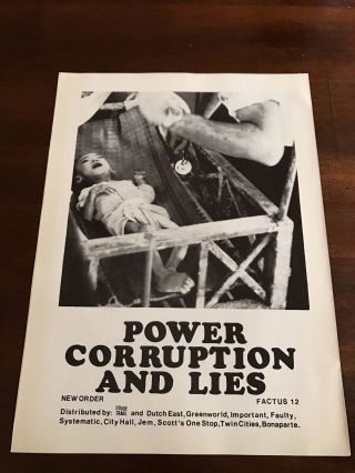 1983 Vintage 8x11 Print Ad For The Album By Order Power Corruption And Lies
