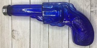 Collectible Glass Cobalt Blue Gun Shaped Candy Holder Container