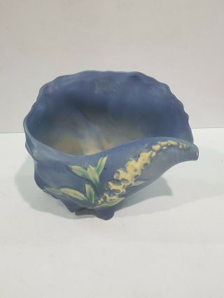 Vintage Roseville 426 - 6 Usa Pottery Conch Shell Bowl Vase Foxglove Blue