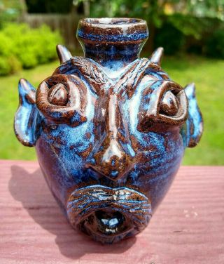 Jack Maness Devil Face Jug Seagrove Nc North Carolina Folk Art Pottery Southern