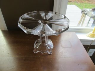 Vintage Eapg Adams Co Ribbon Rayed Pedestal Cake Stand Plate 9 1/2 " C.  1880 
