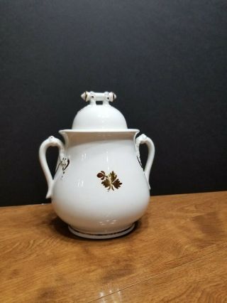Anthony Shaw,  England Tea Leaf Sugar Bowl With Lid - White & Copper See Desc.