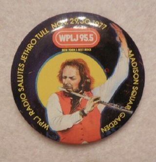 Jethro Tull 1977 Pinback Button Madison Square Garden Wplj 95.  5 Radio.  $21.  95