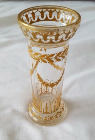Rare Rose Bud Vase With Gold Overlay