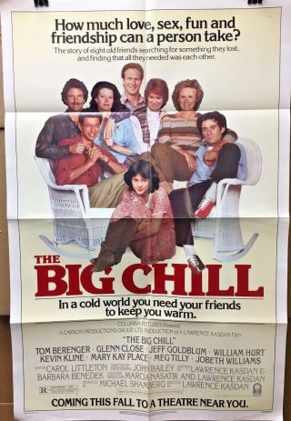 1983 The Big Chill Movie Poster Kevin Kline Glenn Close Folded (c)