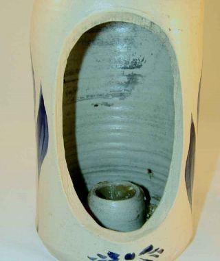 Blue Gray Stoneware Candle Holder Williamsburg Pottery 5