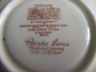 Vintage 40 ' s Paragon Winston Churchill Fine Bone China Tea Cup & Saucer England 5