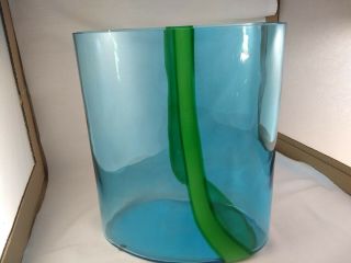 V.  Nason&c.  Murano Italy Green And Blue Vase Signed