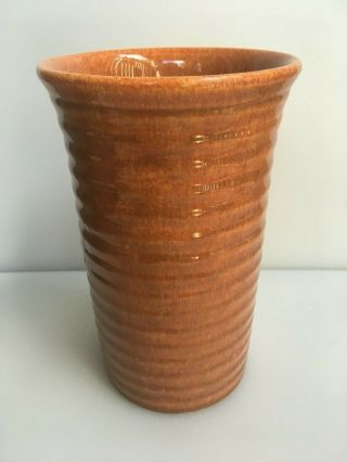 Vintage Bauer Pottery Brown Orange Ringware Vase 8.  5 "