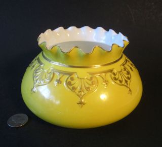 Antique Old Royal Crown Derby Porcelain Yellow Gold Gilt 6.  5 " Ruffled Squat Vase