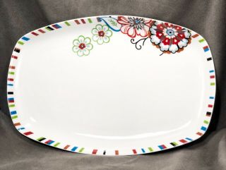 Gourmet By Fitz And Floyd Mod Floral 14” Serving Platter Bright Bold Mcm Design