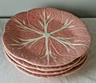 4 Bordallo Pinheiro Pink Cabbage 7 5/8 " Salad Plates Made In Portugal