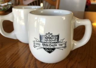 2 Vintage White Castle Heavy - Weight Restaurant/diner Coffee Ashtray Bottom Mugs