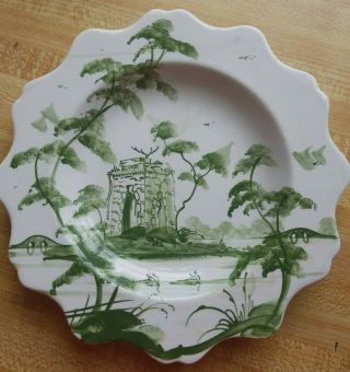 Deborah Sears Isis Ceramic Oxford Studio Pottery Plate With Ruin Green 7.  25 "