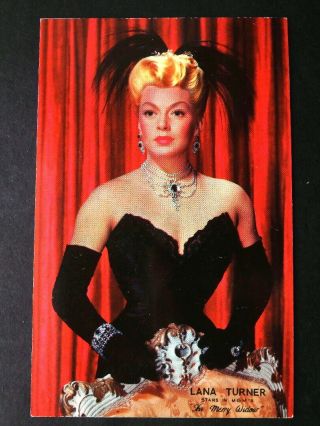 1952 Postacrd Advertises Lana Turner In " Merry Widow " Mgm Film W Fernando Lamas