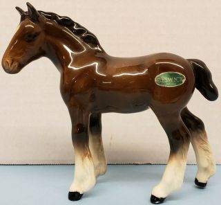 Beswick 5 " Tall Shire Horse Colt Foal Figurine 1053 W/sticker Brown Porcelain