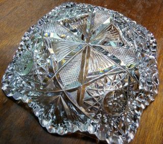 Antique J.  Hoare Corning Abp American Brilliant Cut Glass Plate Bowl