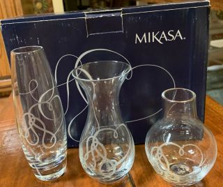 Mikasa Love Story Crystal Vases Posy Vases Set Of 3
