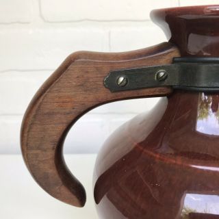 Vintage Franciscan Pottery El Patio GMcB Redwood Gloss Carafe Cap Wood Handle 6