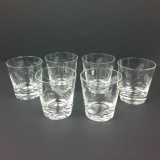 Noritake Quartzex Vintage Old Fashioned Crystal Glass Etched Wheat Pattern Set 6