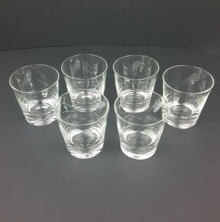 Noritake Quartzex Vintage Old Fashioned Crystal Glass Etched Wheat Pattern Set 6 3