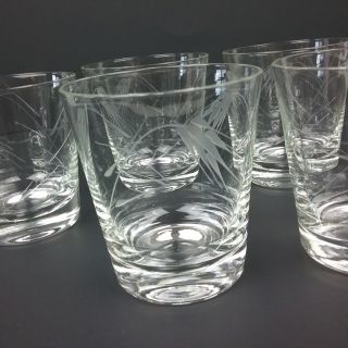 Noritake Quartzex Vintage Old Fashioned Crystal Glass Etched Wheat Pattern Set 6 5