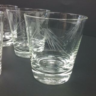 Noritake Quartzex Vintage Old Fashioned Crystal Glass Etched Wheat Pattern Set 6 8