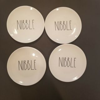 Rae Dunn By Magenta Nibble Appetizer Plates Set Of 4 Rare Large Letter