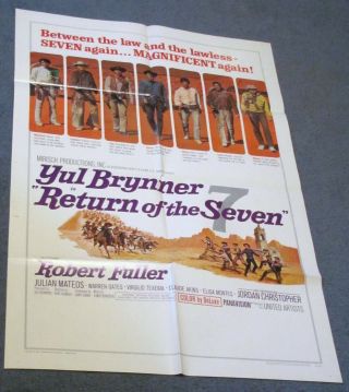 Yul Brynner,  Return Of The Seven (‘66) 1 Sheet,  Vfn