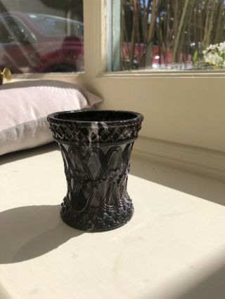 Sowerby Or Davidson Purple Malachite Small Slag Glass Vase