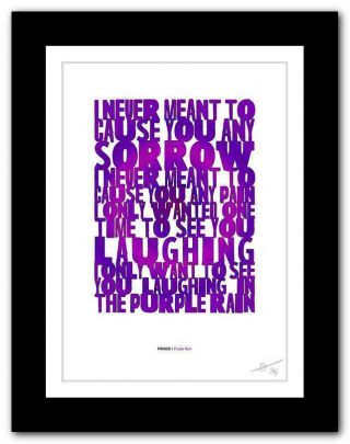 Prince Purple Rain ❤ Song Lyrics Typography Poster Art Print 78