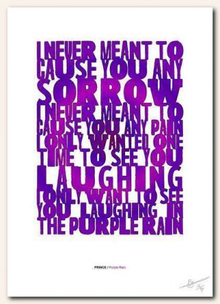 PRINCE Purple Rain ❤ song lyrics typography poster art print 78 2