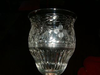 4 Vintage Stunning German Cut Crystal Water Wine Goblets Stems 7 3/4 in. 2