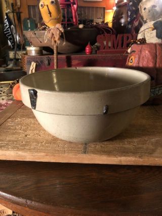 Rare Vintage Antique Stoneware Crock Bowl With Large Turkey Drips Farmhouse Aafa