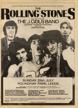 10/7/82pgn09 Live Concert Dates Advert 15x11 " The Rolling Stones