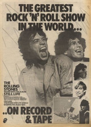 5/6/82pgn25 Advert: The Rolling Stones Live Album Still Life 15x11