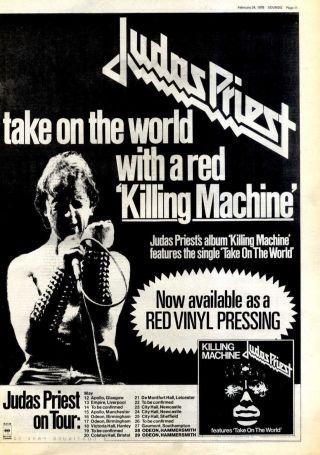 F15 Poster Size Advert 15x11 " Judas Priest Killing Machine Album And Tour