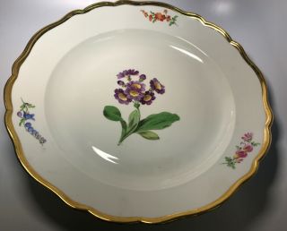 German Signed Meissen Gold Trim Floral Serving Dish Flowers Large Platter Tray