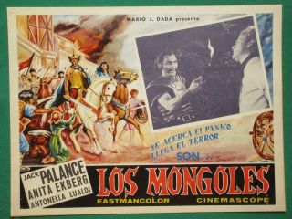 Jack Palance The Mongols Anita Ekberg Art Spanish Mexican Lobby Card