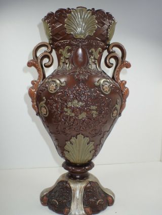 Antique 19th Century Ws&s Wilhelm Schiller & Son Bohemian Majolica Vase Or Urn