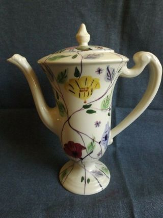 (estate) Signed Blue Ridge China Tall Teapot Or Chocolate Pot Floral Pattern Nr