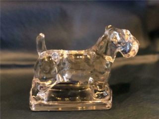 Vintage Heisey Glass Scottie Dog Sealyham Terrier Paperweight Figurine Marked