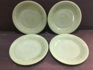 Set Of (4) Anchor Hocking Fire King Jadeite Jane Ray 9” Plates (unmarked)